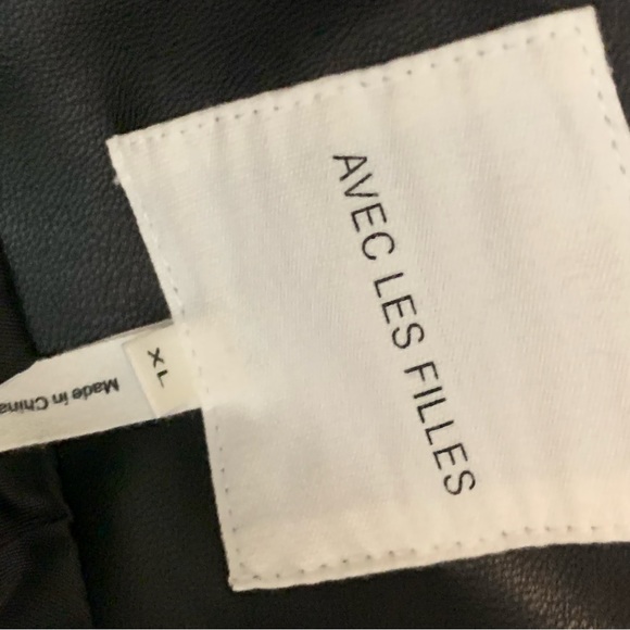 AVEC LES FILLES Black Faux Leather Puffer Jacket Size XL - Picture 10 of 14